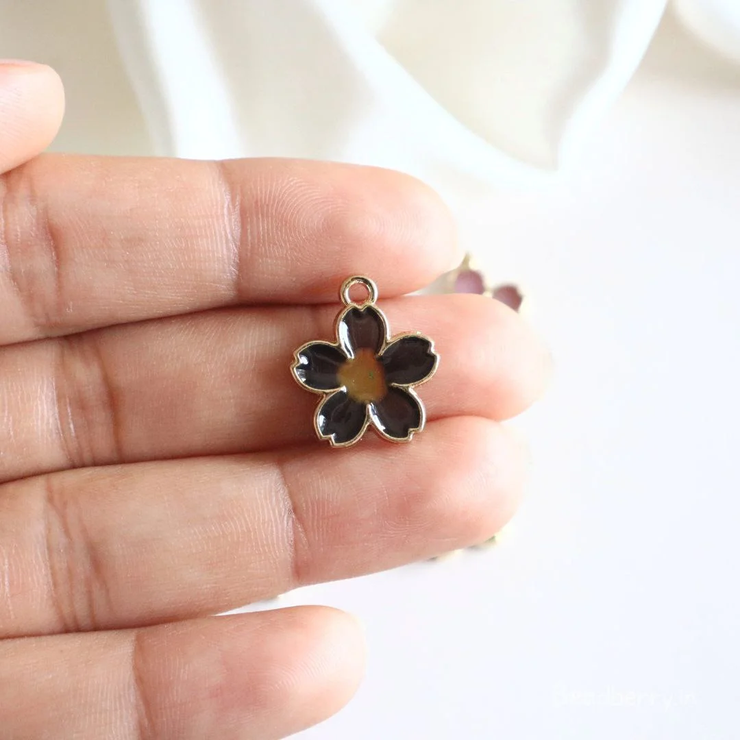 Black Flower Charms