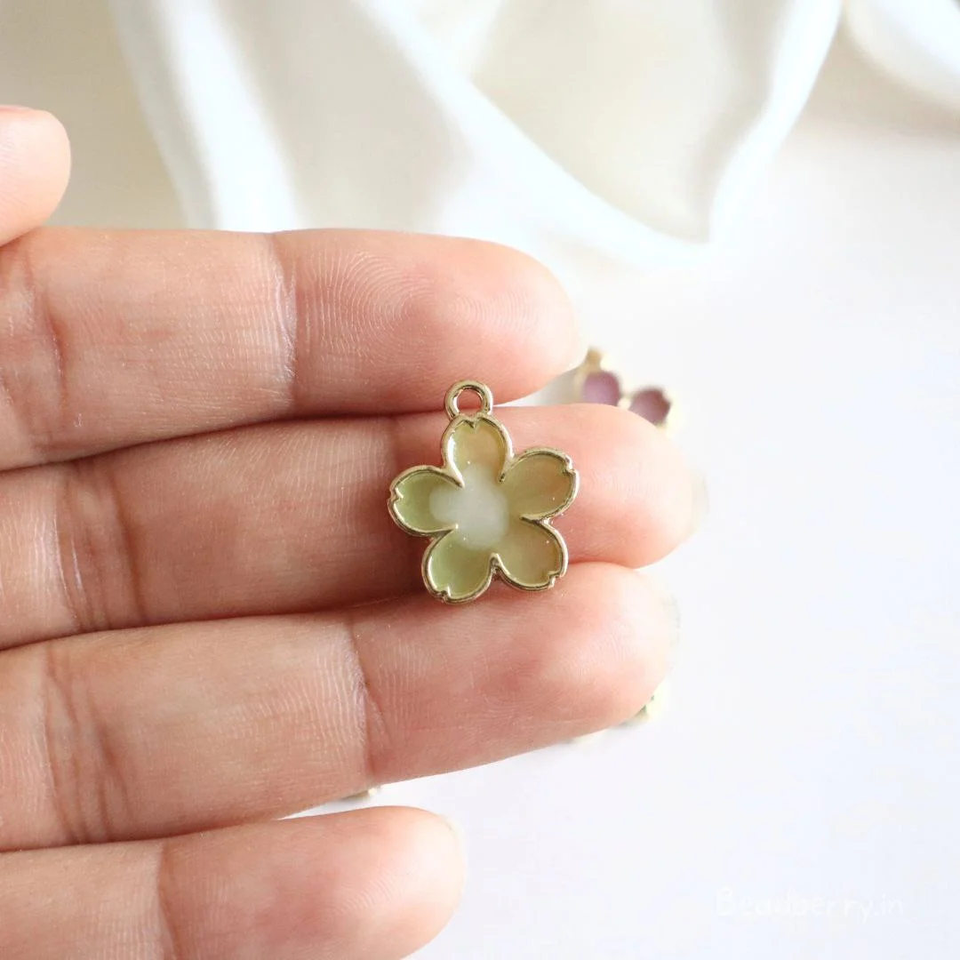 Green Flower Charms