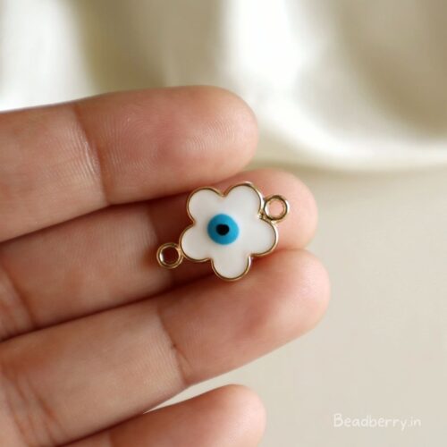 White Evil Eye Flower Charm/Pendant