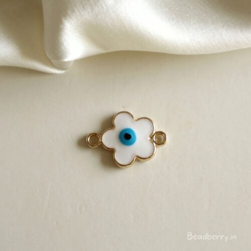 White Evil Eye Flower Charm/Pendant