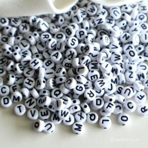 White Round Alphabet Beads-100gm