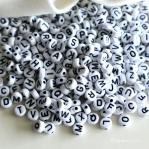 White Round Alphabet Beads-100gm