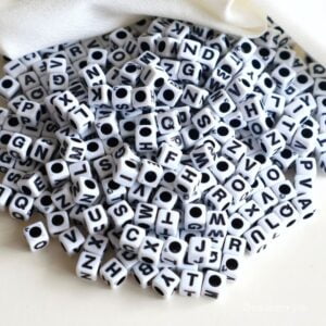 White Cube Alphabet Beads-100gm