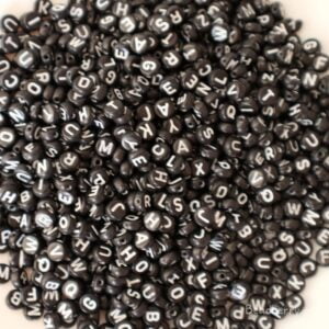 Black Round Alphabet Beads-100gm