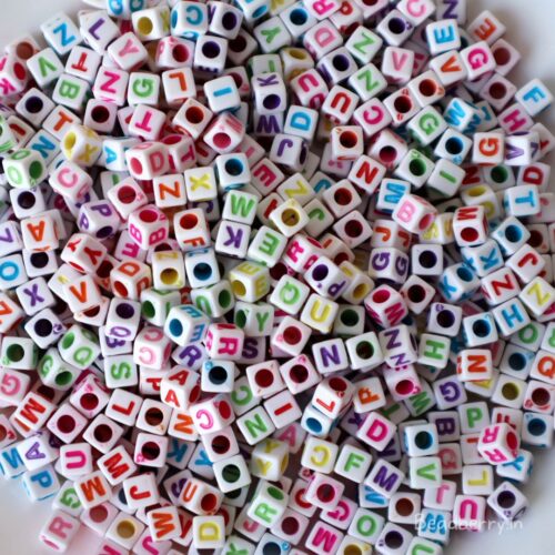 Colorful Alphabet White Acrylic Beads