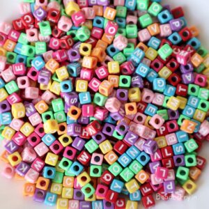 Multicolor Cube Alphabet Beads-100gm