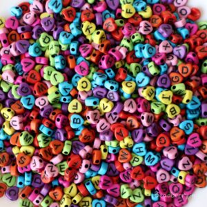 Colorful Heart Alphabet Beads-100gm