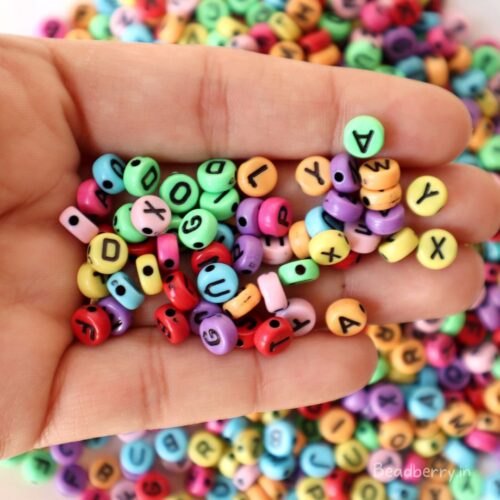 Colorful Round Alphabet Acrylic Beads