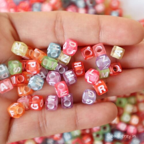 Mixed Colorful Cube Alphabet Beads