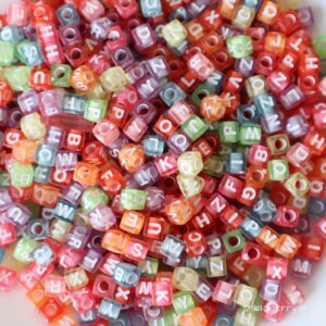 Mixed Colorful Cube Alphabet Beads