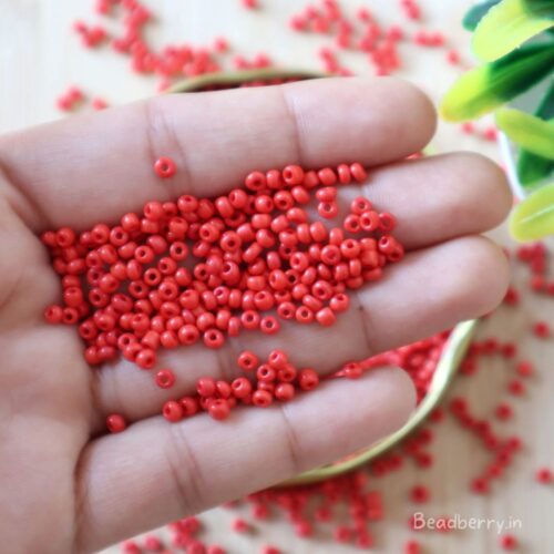 Red Seed Beads | Size-8.0 (3mm) | 10gm