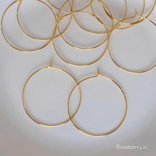 Golden Plain Earring Hoops- 5 Pairs