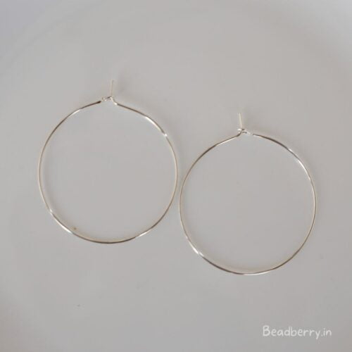 Silver Plain Earring Hoops- 5 Pairs | Size: 3.5cm