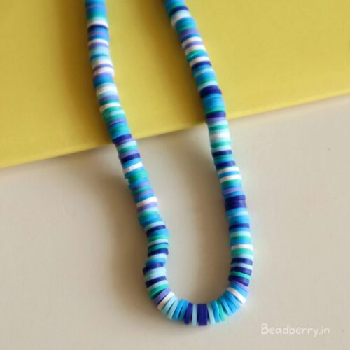 Blue Mix Polymer Clay Fimo Beads- 1 String