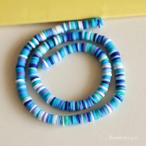 Blue Mix Polymer Clay Fimo Beads- 1 String