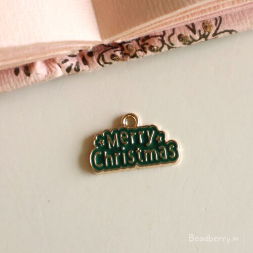 Merry Christmas Charm/Pendant- Green