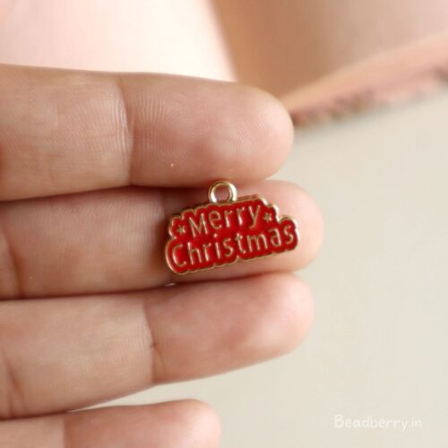 Merry Christmas Charm/Pendant- Red