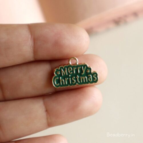 Merry Christmas Charm/Pendant- Green