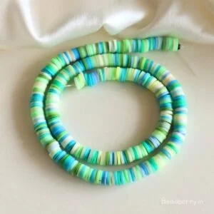 Green Mix Polymer Clay Fimo Beads- 1 String