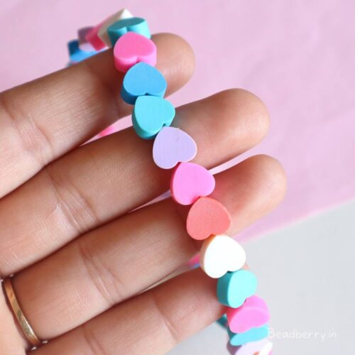 Heart Polymer Fimo Beads | 1 String- 40 Pcs