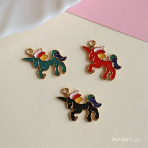 Enamel Alloy Unicorn Charms