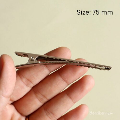 Silver Hair Alligator Clips | Size 75mm | 10Pcs