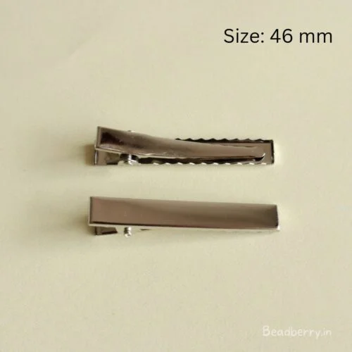 Silver Hair Alligator Clips | Size 46mm | 10Pcs