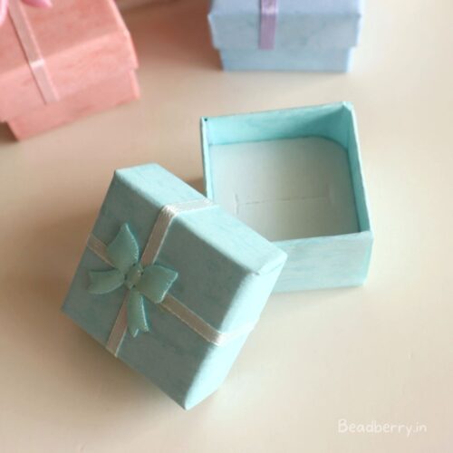 Pastel Green Color Ring Box | Size: 4X4X3cm | Paper Ring Box