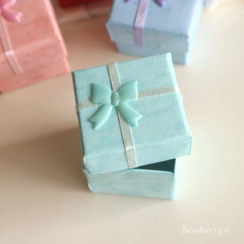 Pastel Green Color Ring Box | Size: 4X4X3cm | Paper Ring Box