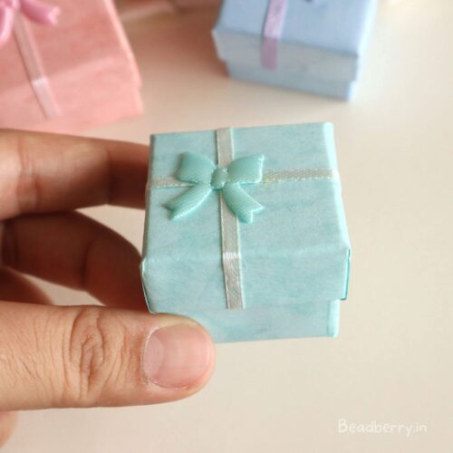 Pastel Green Color Ring Box | Size: 4X4X3cm | Paper Ring Box