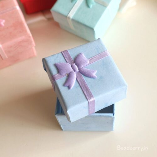 Blue Color Ring Box | Size: 4X4X3cm | Paper Ring Box