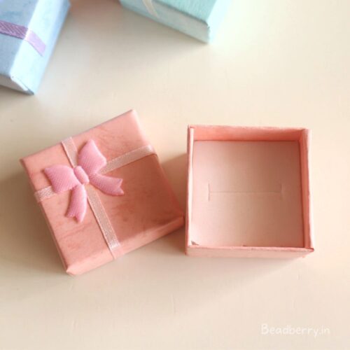 Peach Color Ring Box | Size: 4X4X3cm | Paper Ring Box