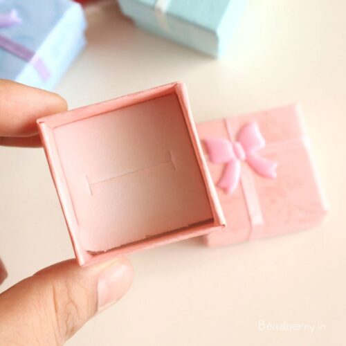 Peach Color Ring Box | Size: 4X4X3cm | Paper Ring Box