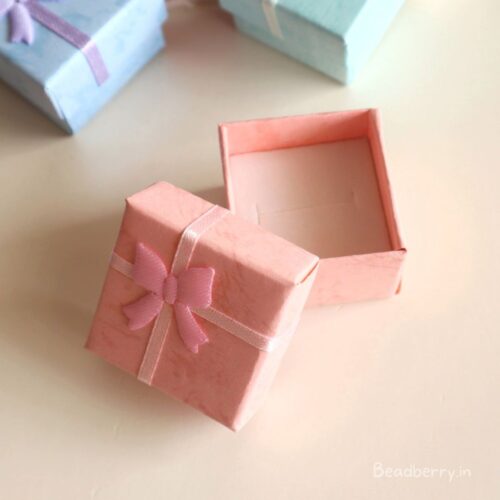 Peach Color Ring Box | Size: 4X4X3cm | Paper Ring Box