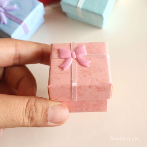 Peach Color Ring Box | Size: 4X4X3cm | Paper Ring Box