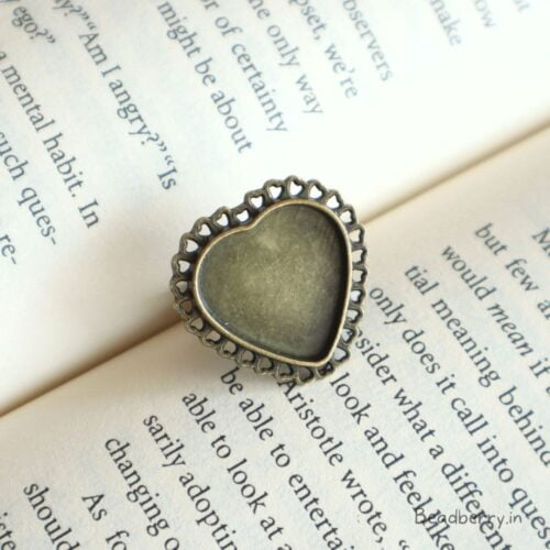 Antique Heart Adjustable Ring Bezel