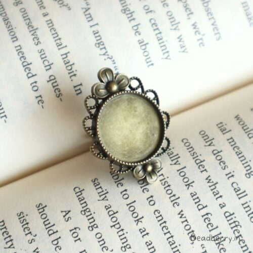 Antique Flower Adjustable Ring Bezel