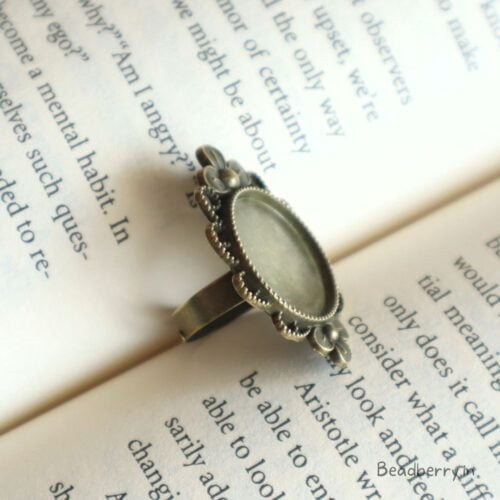 Antique Flower Adjustable Ring Bezel