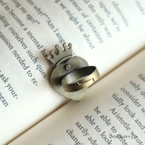 Antique Crown Heart Adjustable Ring Bezel