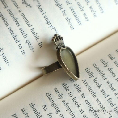 Antique Crown Heart Adjustable Ring Bezel