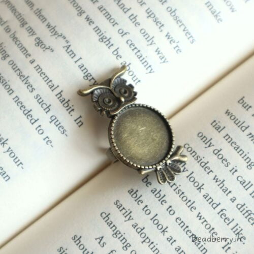 Antique Owl Adjustable Ring Bezel