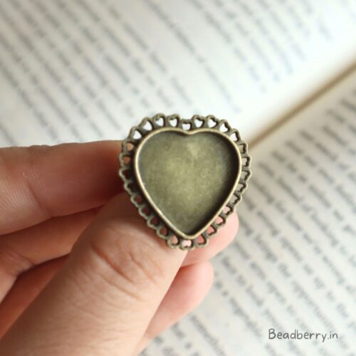 Antique Heart Adjustable Ring Bezel