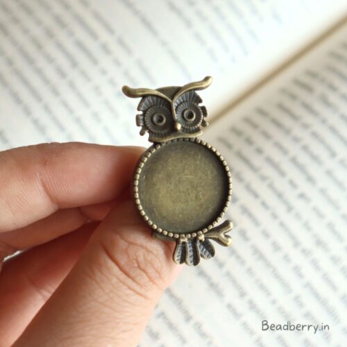 Antique Owl Adjustable Ring Bezel