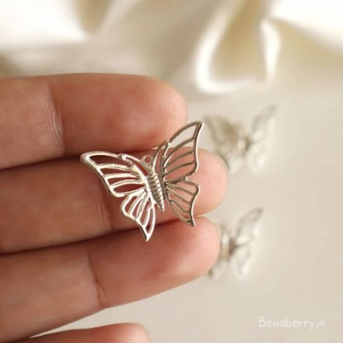 Silver butterfly Charms-5 Pcs