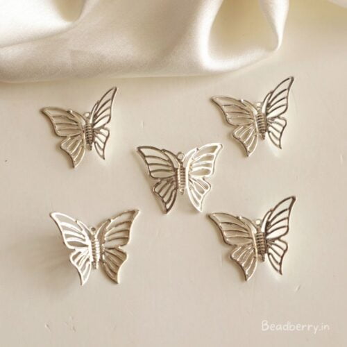 Silver butterfly Charms-5 Pcs