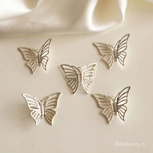 Silver butterfly Charms-5 Pcs