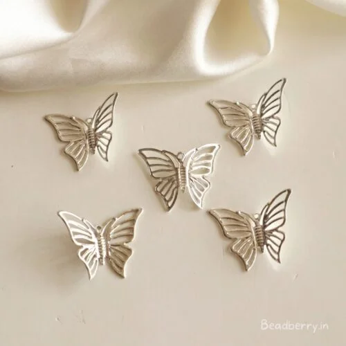 Silver butterfly Charms-5 Pcs