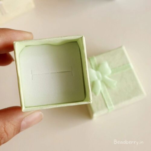 Light Green Color Ring Box | Size: 4X4X3cm | Paper Ring Box