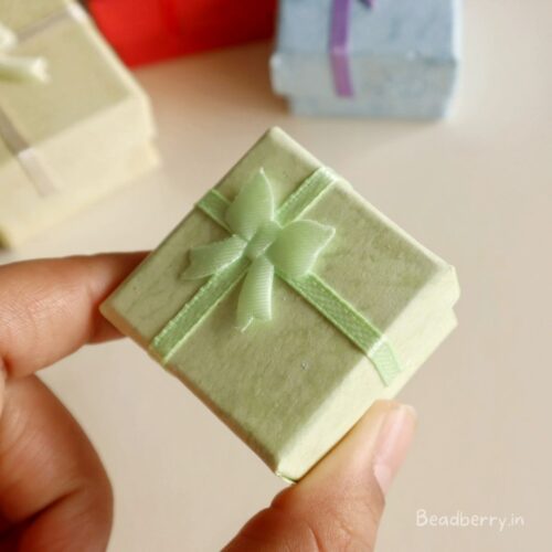 Light Green Color Ring Box | Size: 4X4X3cm | Paper Ring Box