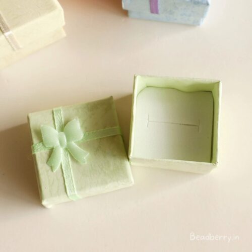 Light Green Color Ring Box | Size: 4X4X3cm | Paper Ring Box